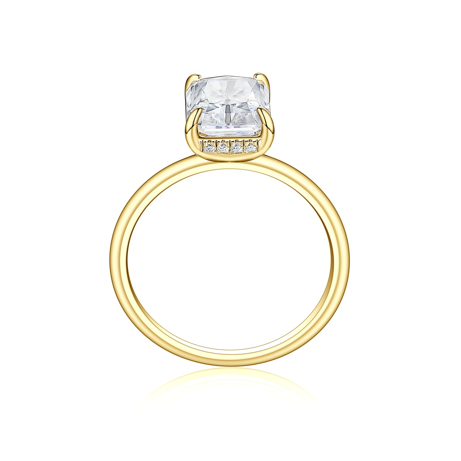 Mirabelle - Pierścionek Solitaire z Moissanitu o Szlifie Radiant z Oprawą Koszykową i Hidden Halo Mirabelle - Pierścionek Solitaire z Moissanitu o Szlifie Radiant z Oprawą Koszykową i Hidden Halo