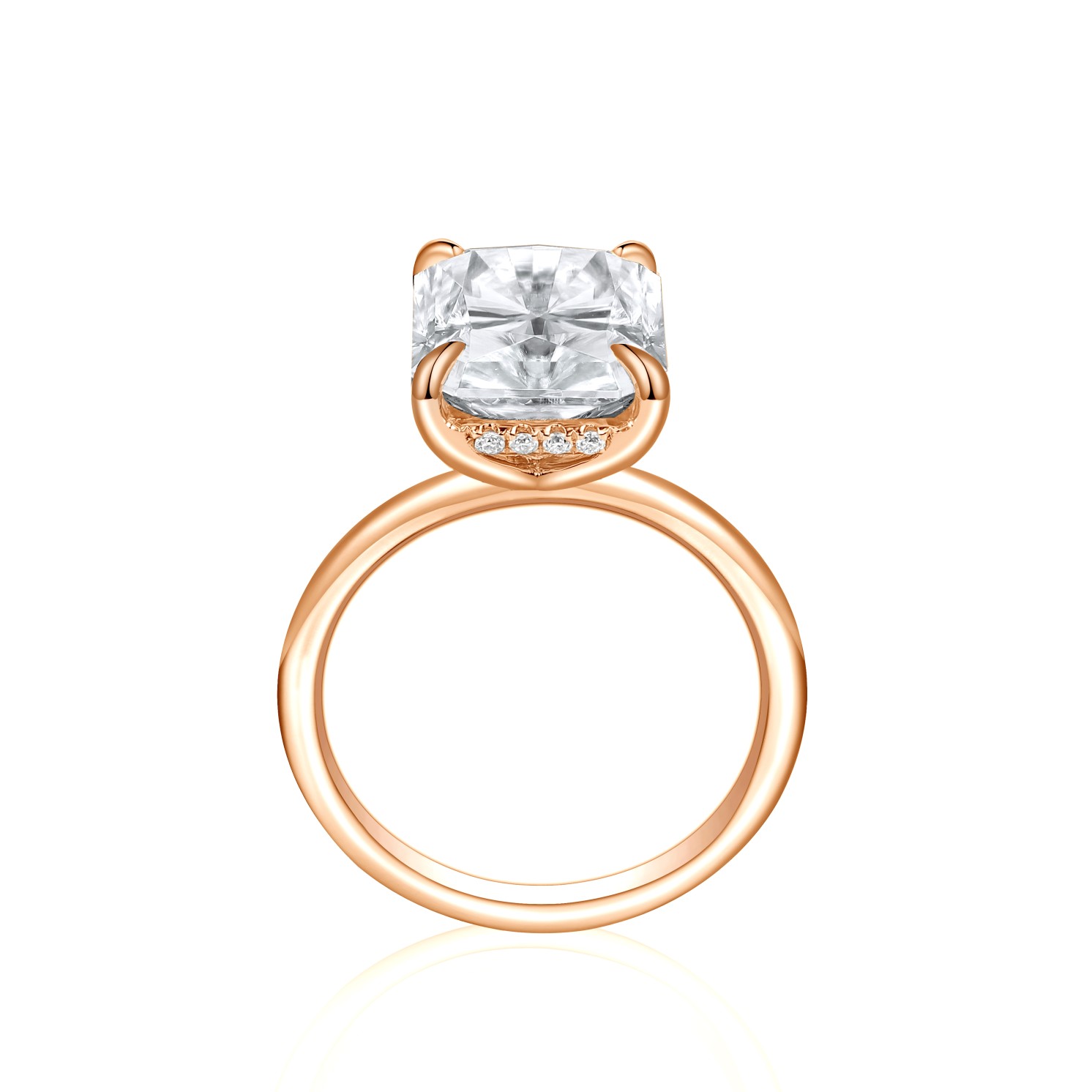 Mirabelle - Pierścionek Solitaire z Moissanitu o Szlifie Radiant z Oprawą Koszykową i Hidden Halo Mirabelle - Pierścionek Solitaire z Moissanitu o Szlifie Radiant z Oprawą Koszykową i Hidden Halo