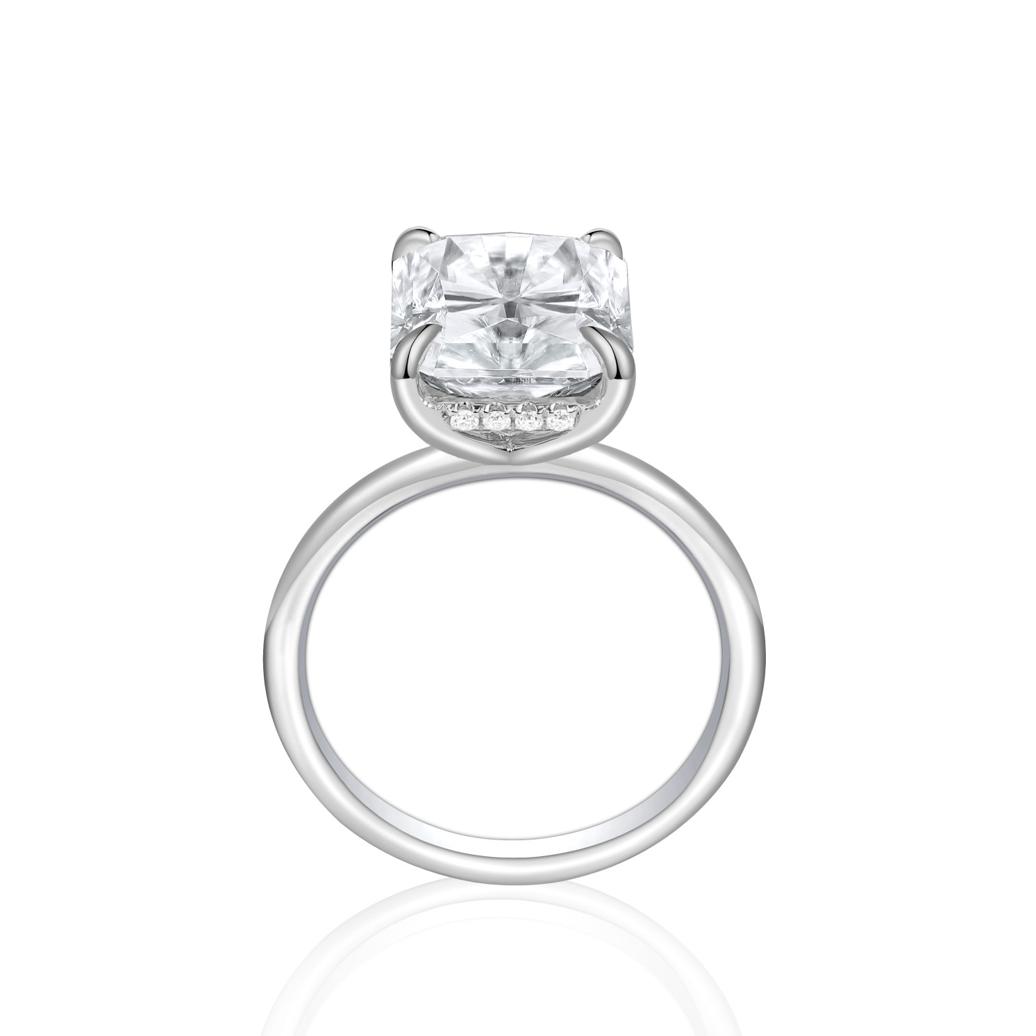 Mirabelle - Pierścionek Solitaire z Moissanitu o Szlifie Radiant z Oprawą Koszykową i Hidden Halo Mirabelle - Pierścionek Solitaire z Moissanitu o Szlifie Radiant z Oprawą Koszykową i Hidden Halo