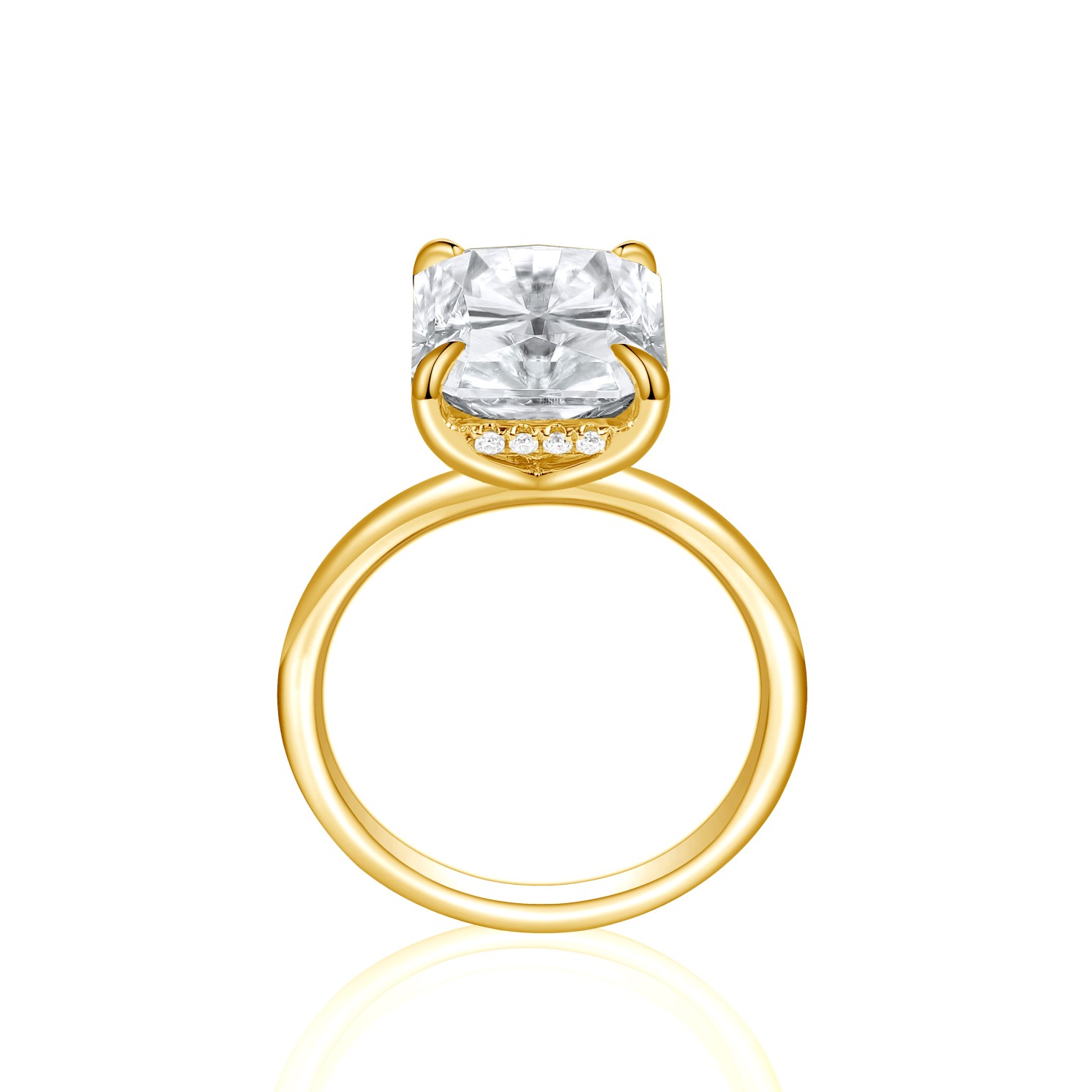 Mirabelle - Pierścionek Solitaire z Moissanitu o Szlifie Radiant z Oprawą Koszykową i Hidden Halo Mirabelle - Pierścionek Solitaire z Moissanitu o Szlifie Radiant z Oprawą Koszykową i Hidden Halo