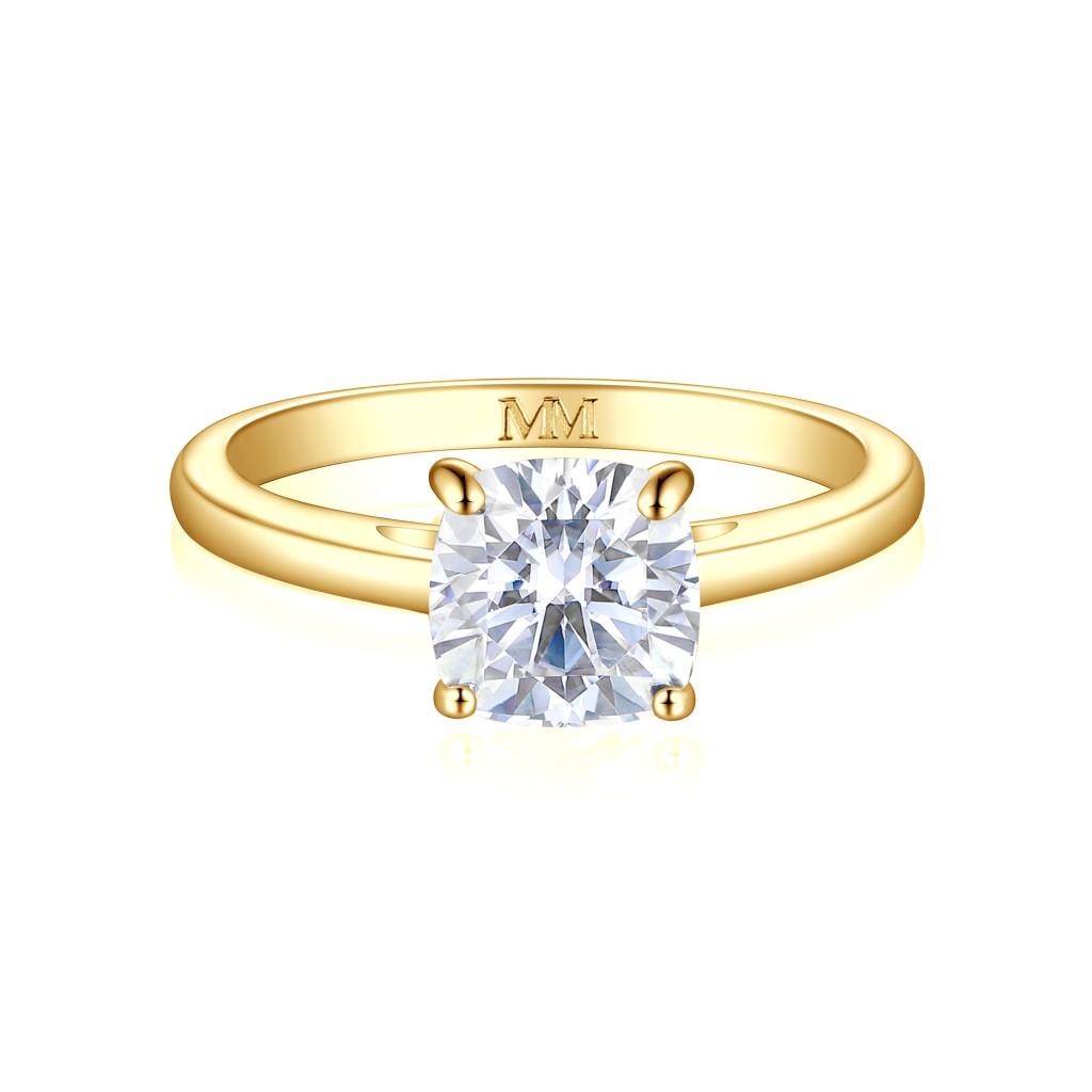 Elara - Pierścionek Solitaire z Moissanitem | Szlif Poduszka