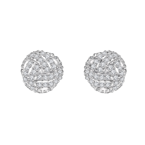 Cluster Spheres - Kolczyki Sztyfty z Moissanitem | Oprawa Pavé
