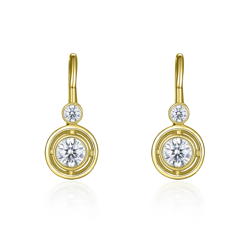 Lunar - Kolczyki z Moissanitem | Zapięcie Latch Back