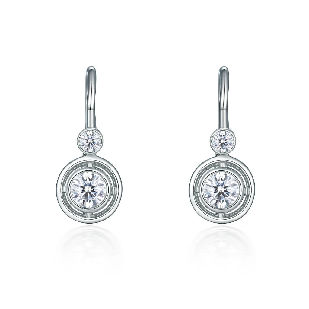 Lunar - Kolczyki z Moissanitem | Zapięcie Latch Back