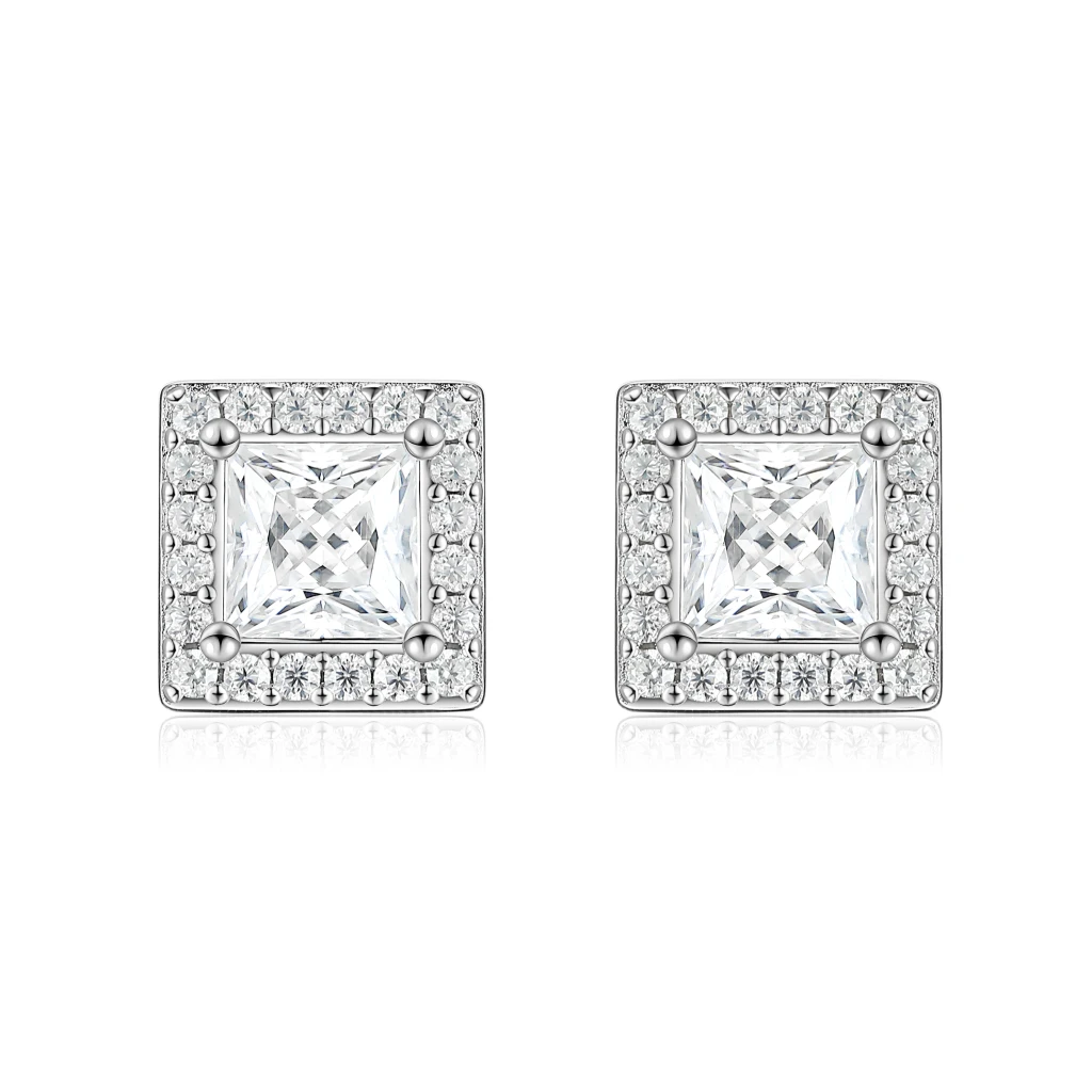 Imperia - Kolczyki Sztyfty z Moissanitem | Szlif Princess