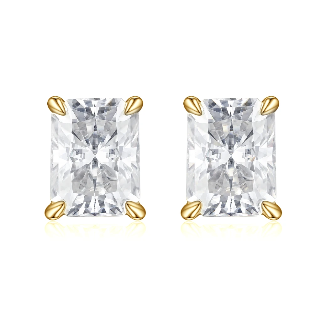 Lustrine -  Kolczyki Sztyfty z Moissanitem | Szlif Radiant