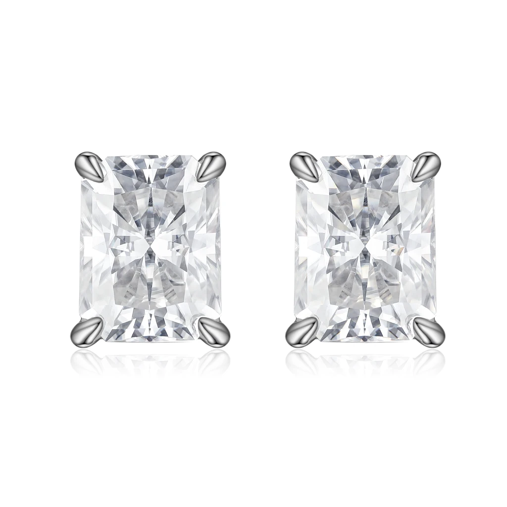 Lustrine -  Kolczyki Sztyfty z Moissanitem | Szlif Radiant