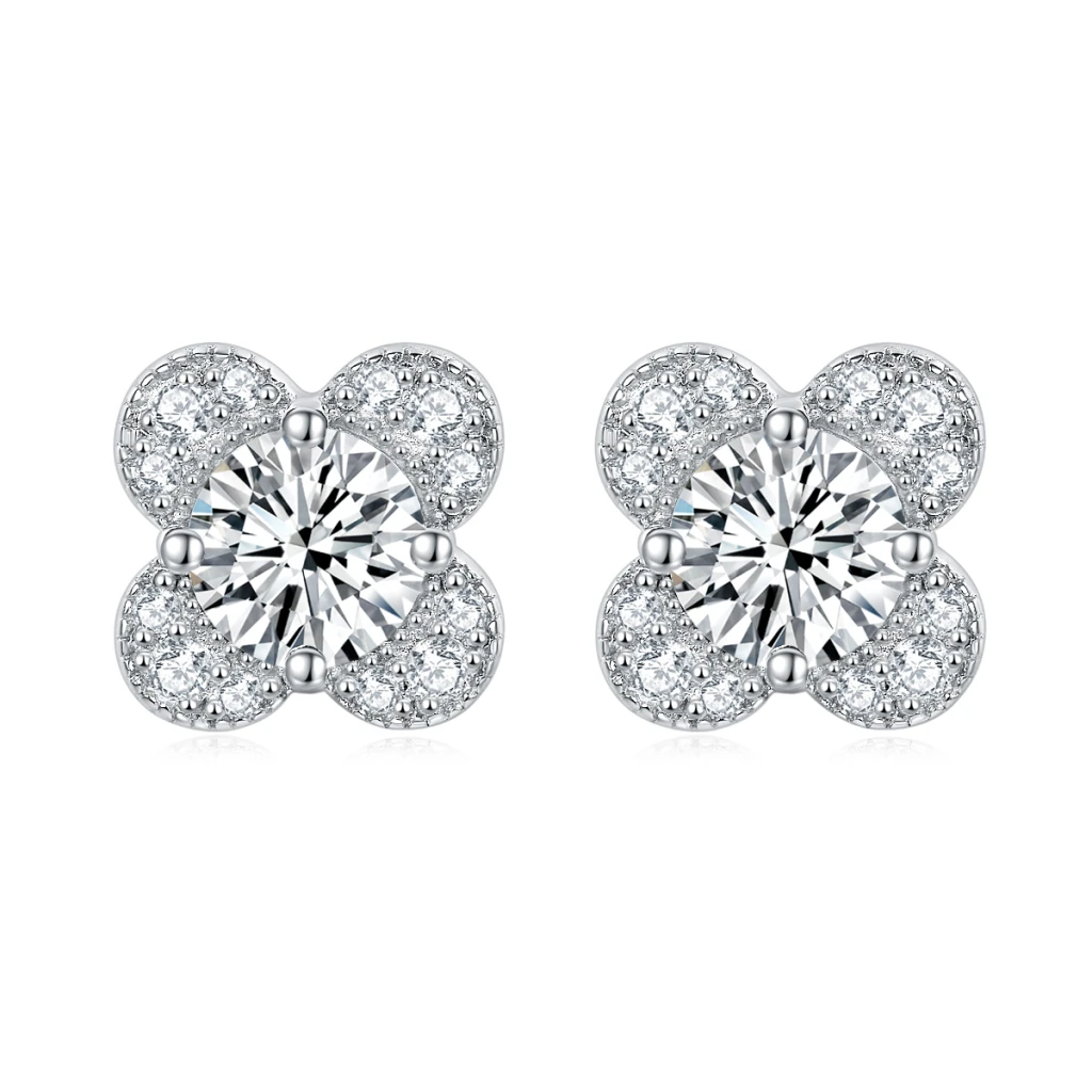 Moissanite Blooms - Kolczyki Sztyfty z Moissanitem