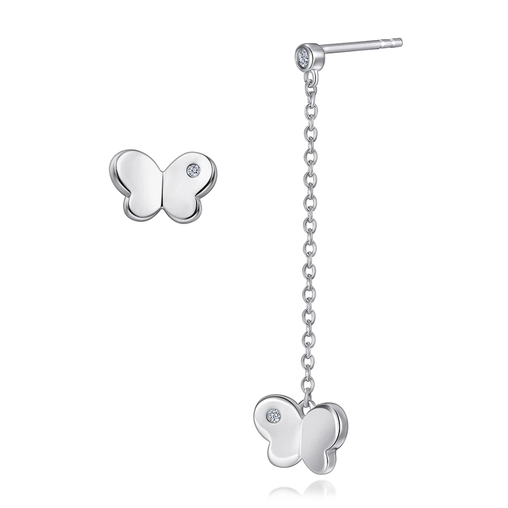 Butterfly Drops - Wiszące Kolczyki z Moissanitem