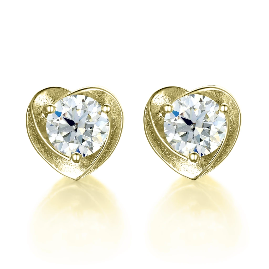 Luster – Kolczyki Sztyfty z Moissanitem w Kształcie Serca