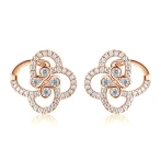 Vortexia - Kolczyki z Motywem Koniczyny z Moissanitu w Motywie Kwiatowym z Oprawą Pavé