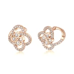 Vortexia - Kolczyki z Motywem Koniczyny z Moissanitu w Motywie Kwiatowym z Oprawą Pavé