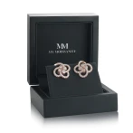 Vortexia - Kolczyki z Motywem Koniczyny z Moissanitu w Motywie Kwiatowym z Oprawą Pavé