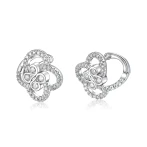 Vortexia - Kolczyki z Motywem Koniczyny z Moissanitu w Motywie Kwiatowym z Oprawą Pavé