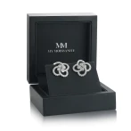 Vortexia - Kolczyki z Motywem Koniczyny z Moissanitu w Motywie Kwiatowym z Oprawą Pavé