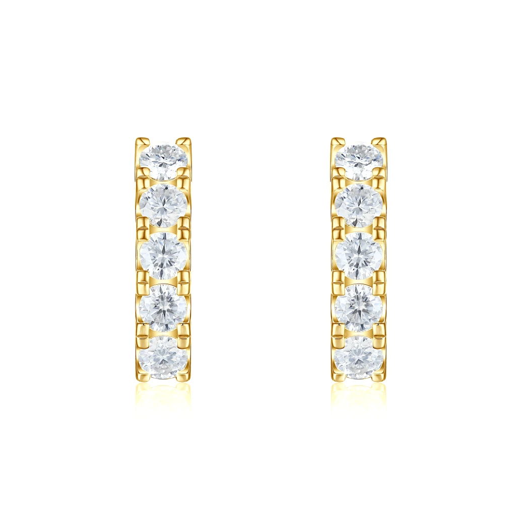 Cascade - Liniowe Kolczyki Hoop Z Moissanitem