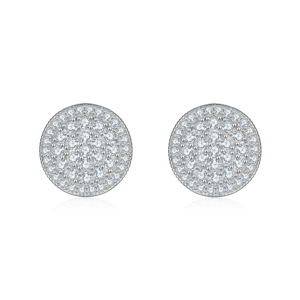 Round Clusters - Kolczyki Sztyfty z Moissanitem | Oprawa Pavé