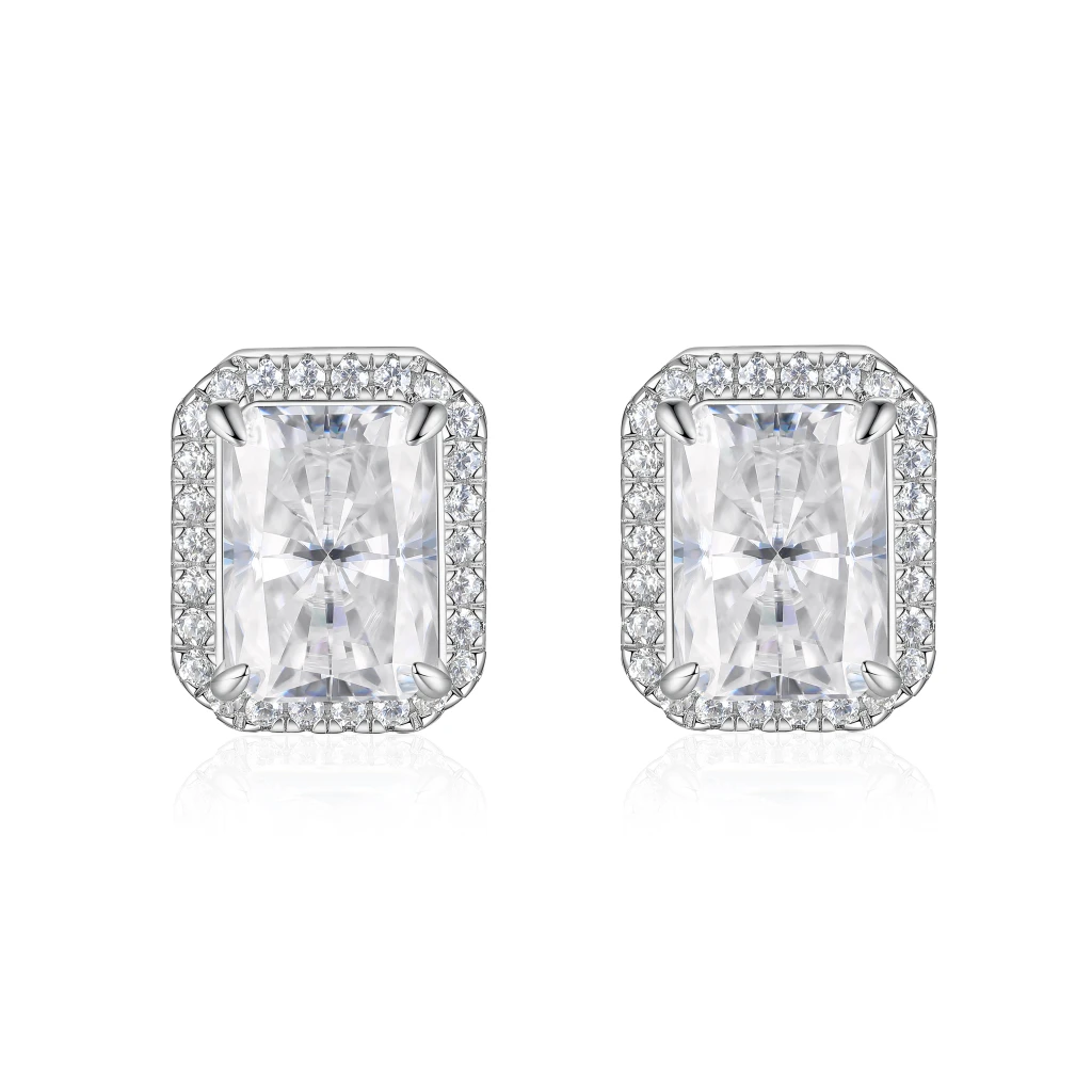 Aura -  Kolczyki Sztyfty z Moissanitem | Szlif Radiant