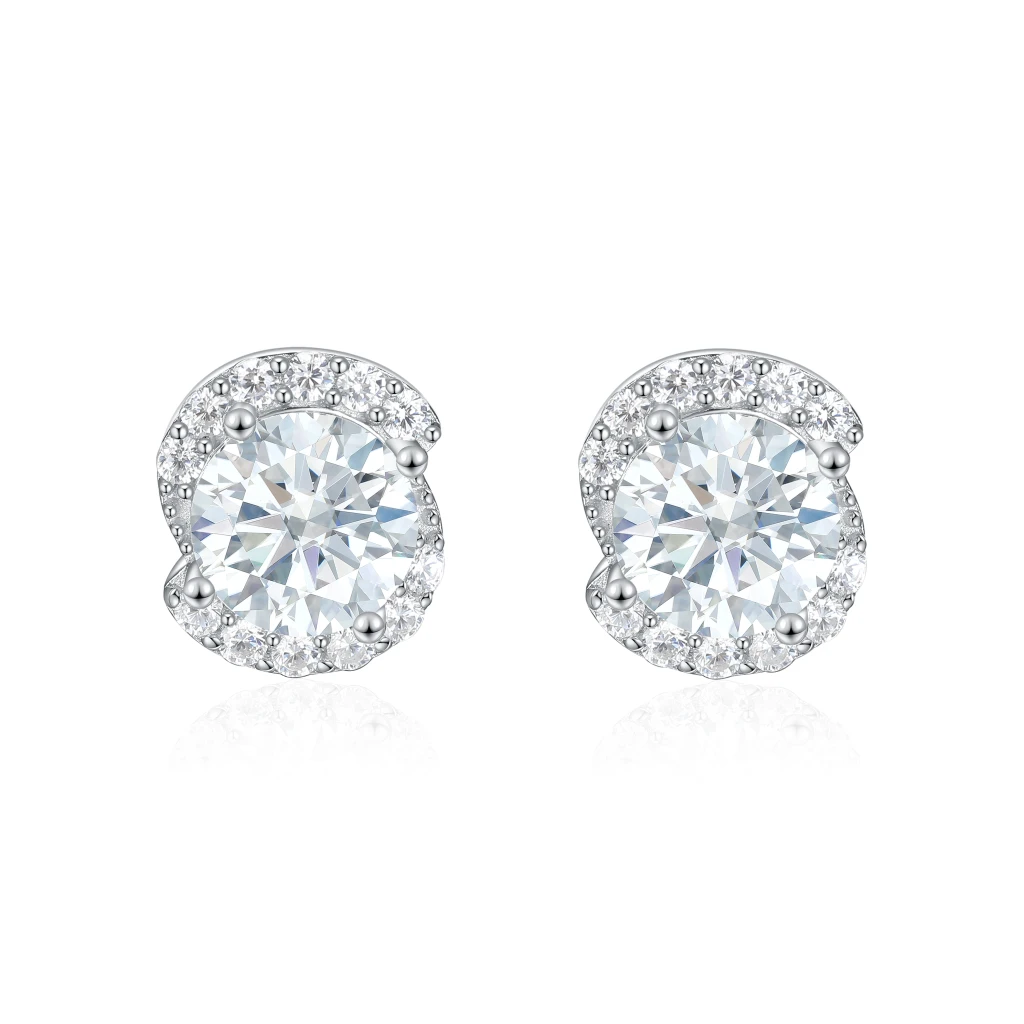 Divine Dots - Kolczyki Sztyfty z Moissanitem