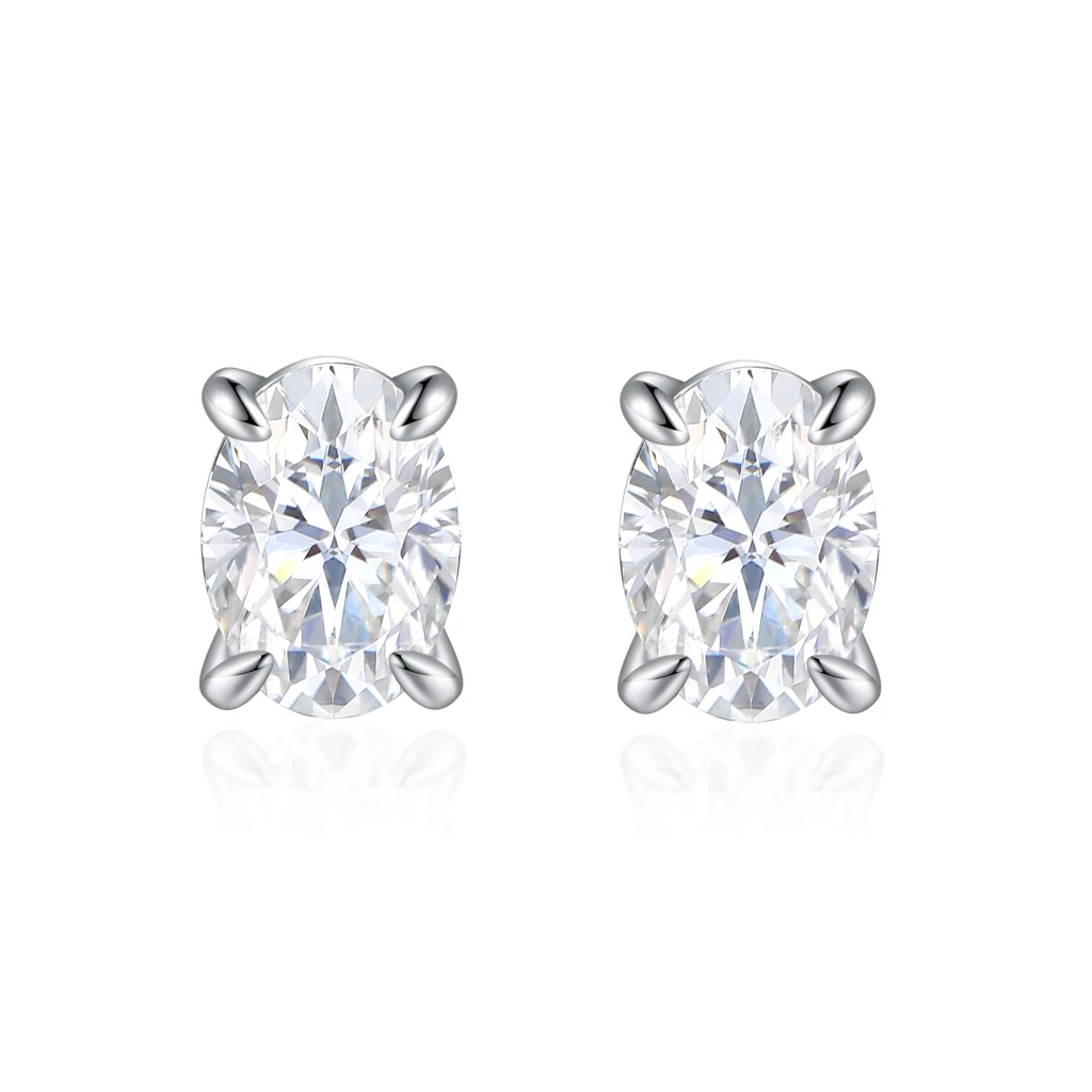 Ovalis – Owalne Kolczyki Sztyfty z Moissanitem