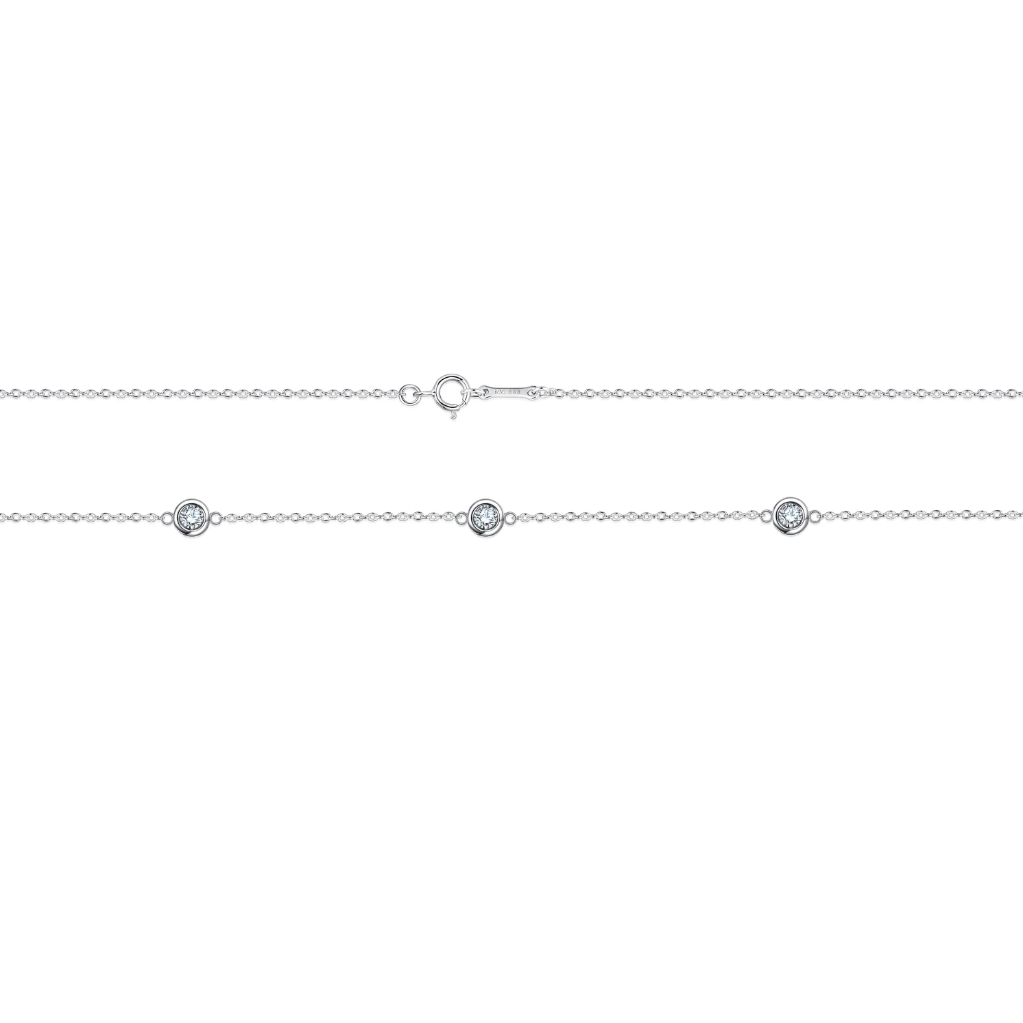 Circa - Naszyjnik z Oprawą Bezel z Moissanitem z Regulowanymi Łącznikami