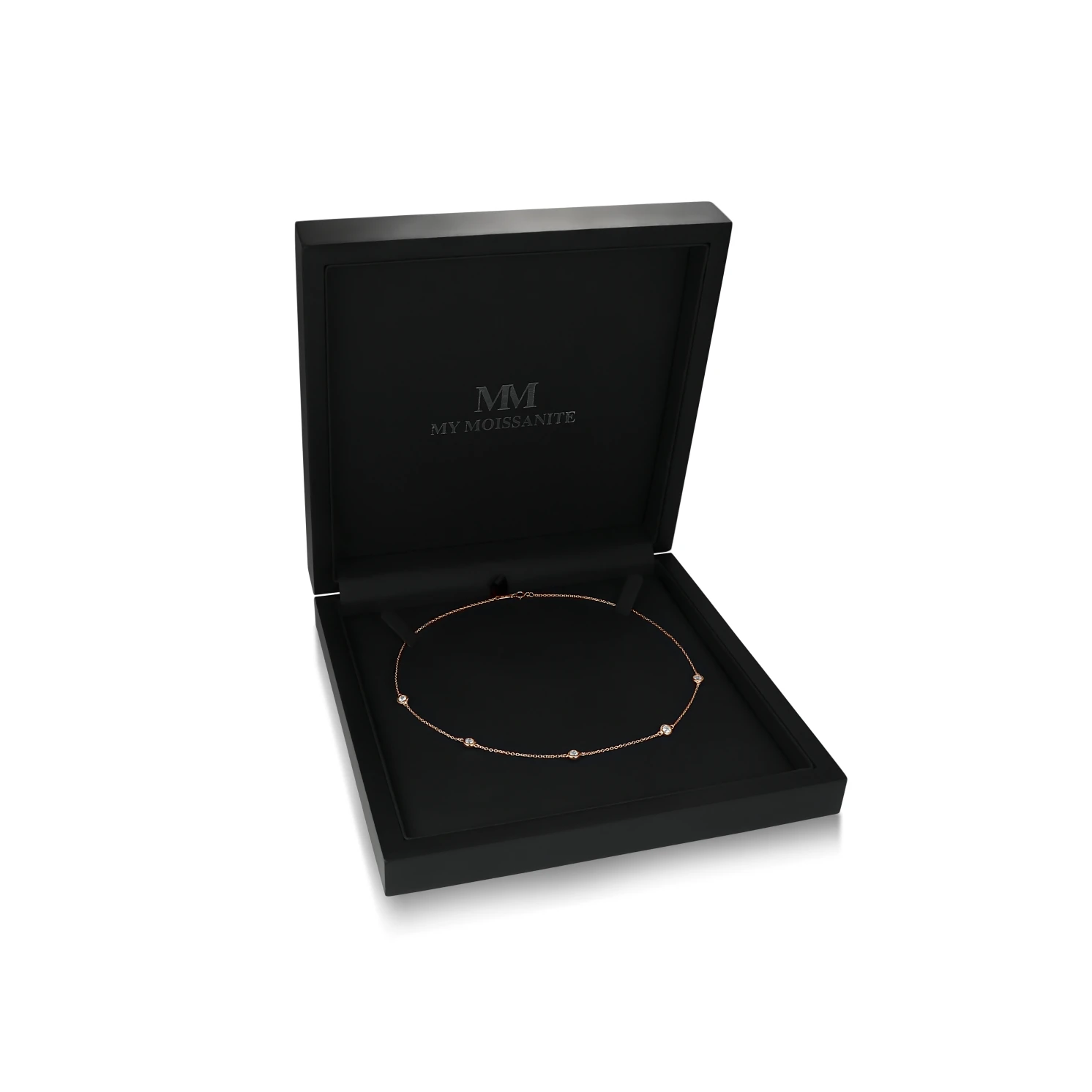 Circa - Naszyjnik z Oprawą Bezel z Moissanitem z Regulowanymi Łącznikami