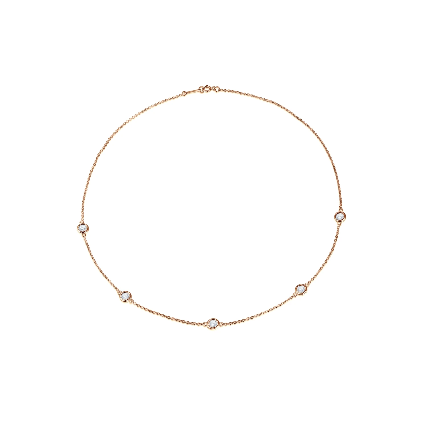 Circa - Naszyjnik z Oprawą Bezel z Moissanitem z Regulowanymi Łącznikami