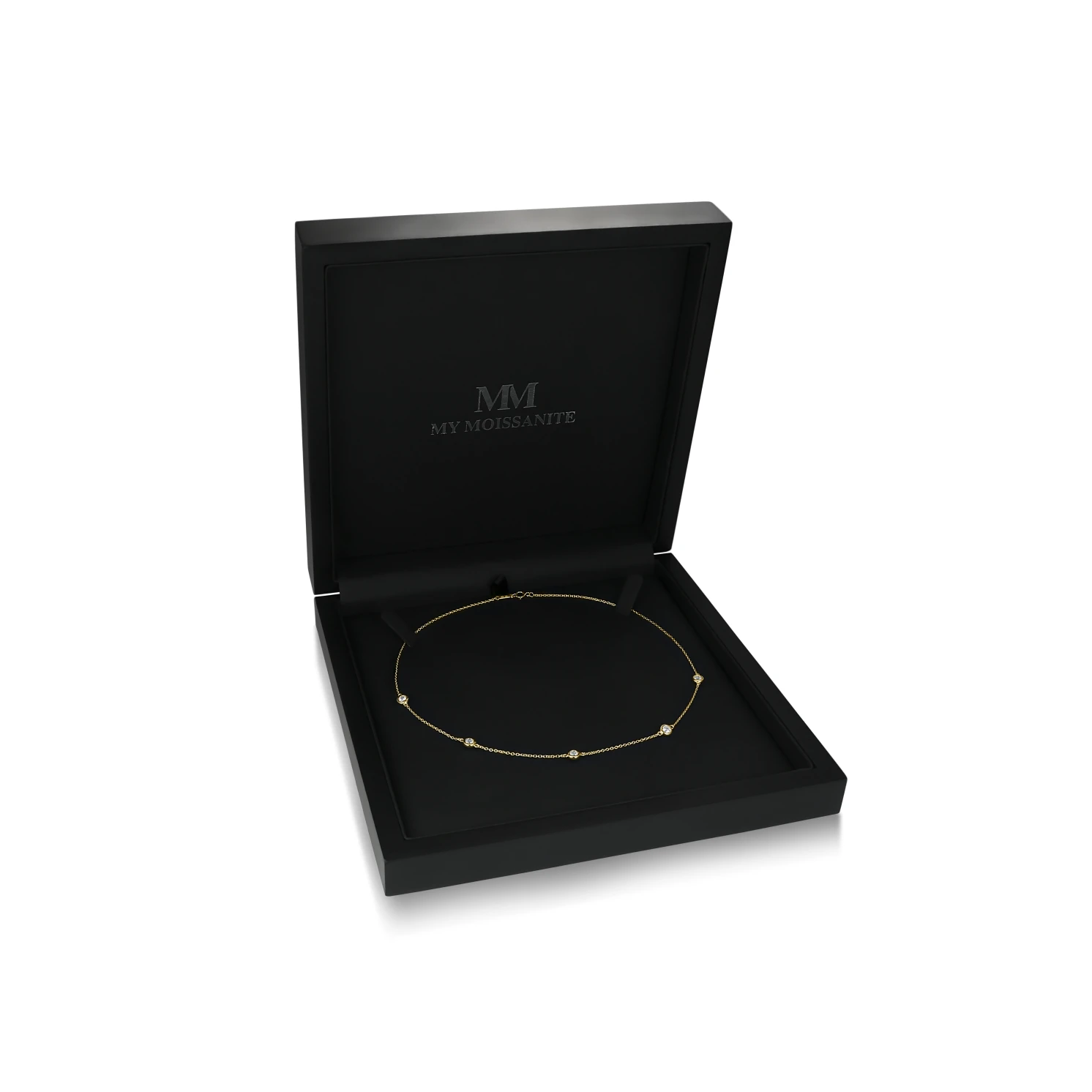 Circa - Naszyjnik z Oprawą Bezel z Moissanitem z Regulowanymi Łącznikami