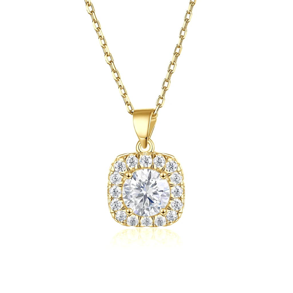 Haloette - Wisiorek z Moissanitem z Pełnym Halo