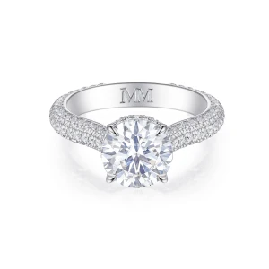 Cassiane - Moissanitowy Pierścionek Zaręczynowy z Pavé-Osadzonymi Kamieniami Akcentującymi
