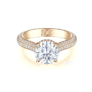 Cassiane - Moissanitowy Pierścionek Zaręczynowy z Pavé-Osadzonymi Kamieniami Akcentującymi