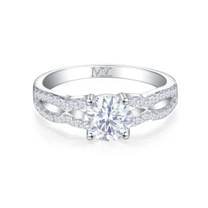 Verity - Pierścionek Zaręczynowy z Moissanitem z Przeplecioną Obrączką