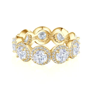 Allegra - Moissanitowy Pierścień Eternity z Halo i Kamieniami Akcentującymi