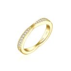 Aria - Zakrzywiona Moissanitowa Obrączka Ślubna z Oprawą Pavé