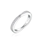 Aria - Zakrzywiona Moissanitowa Obrączka Ślubna z Oprawą Pavé