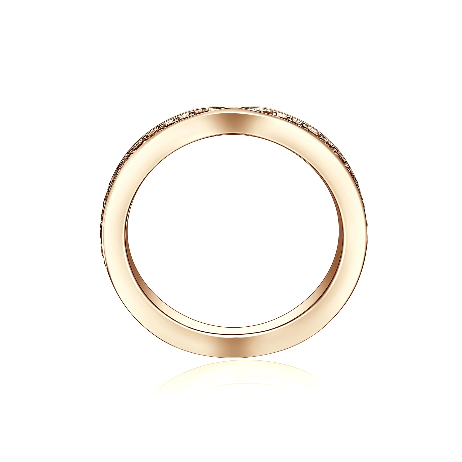 Aria - Zakrzywiona Moissanitowa Obrączka Ślubna z Oprawą Pavé