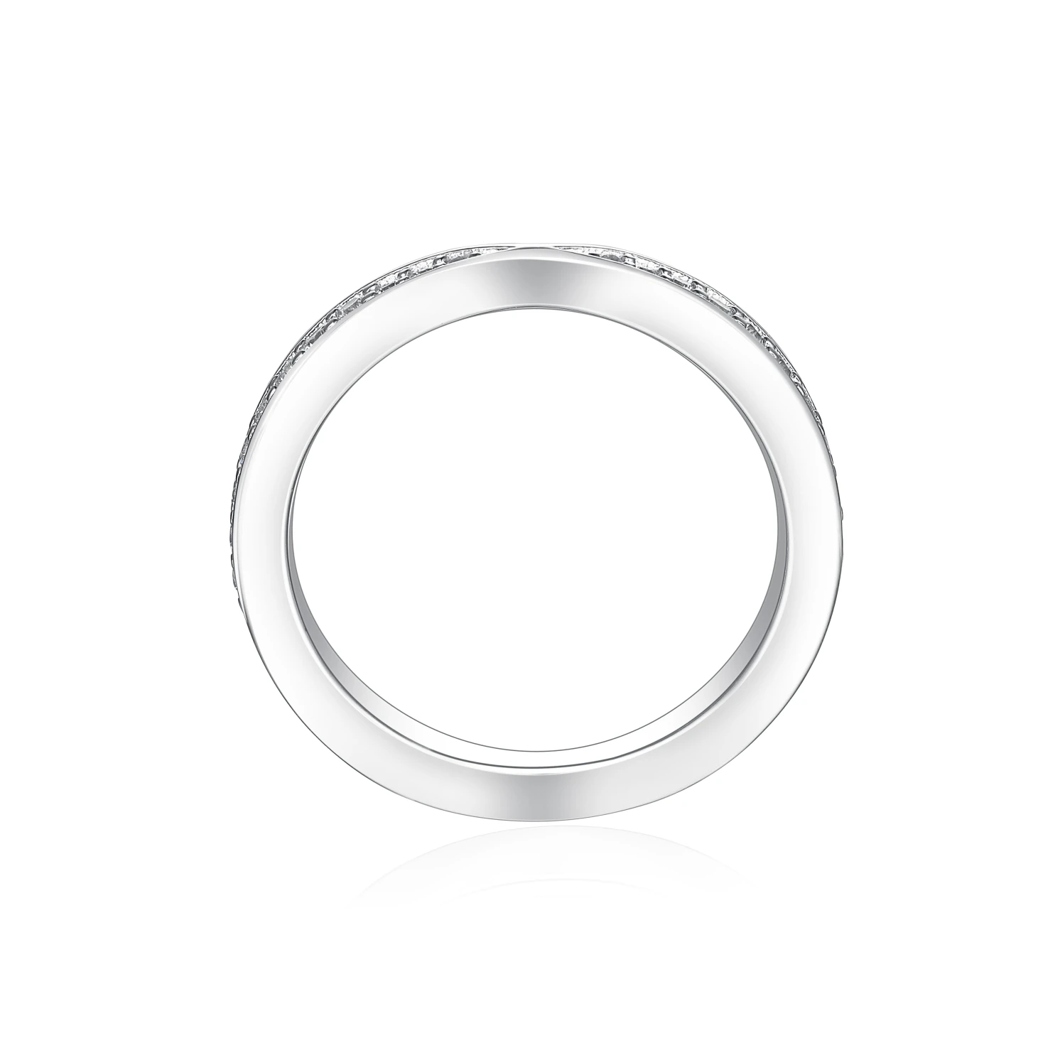 Aria - Zakrzywiona Moissanitowa Obrączka Ślubna z Oprawą Pavé