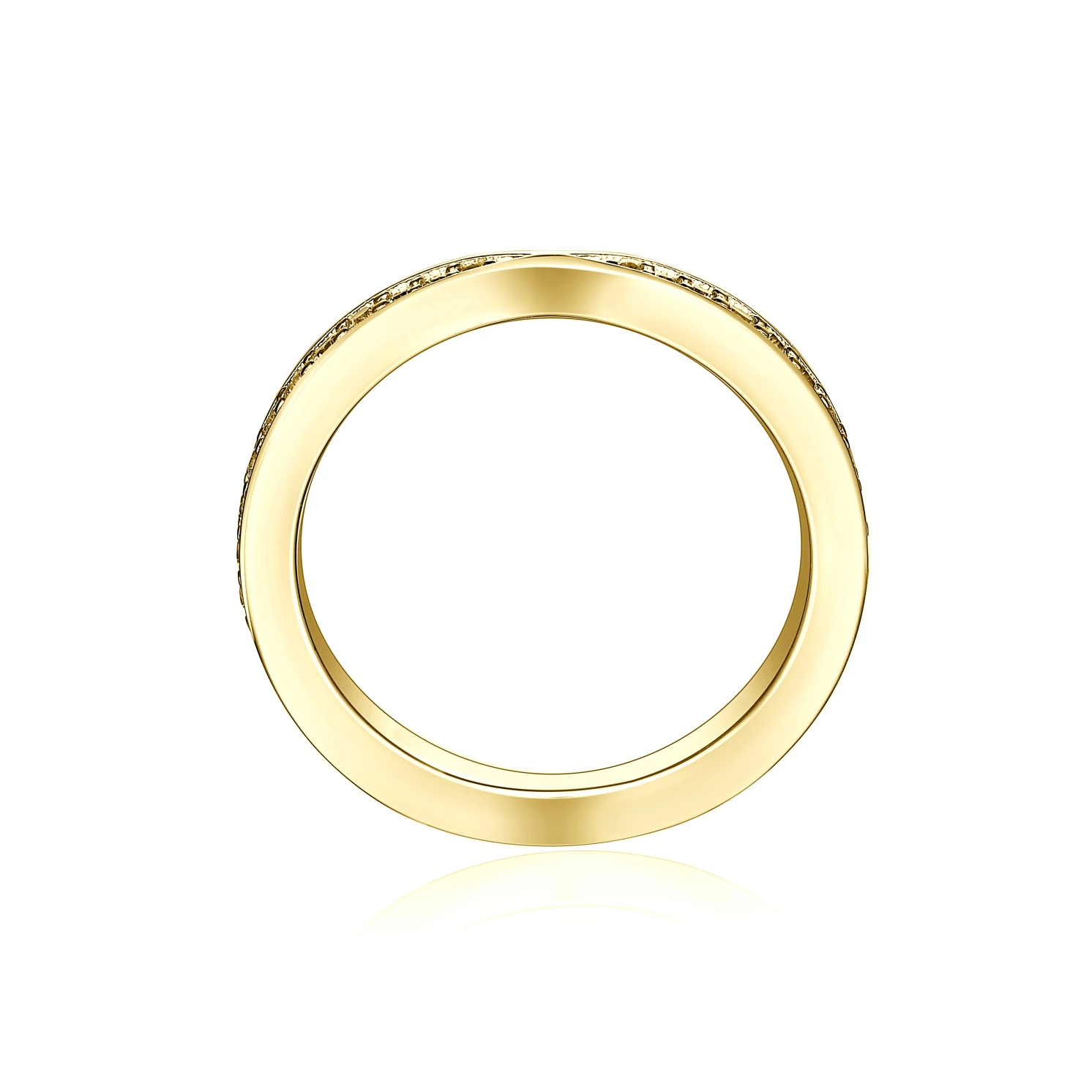 Aria - Zakrzywiona Moissanitowa Obrączka Ślubna z Oprawą Pavé