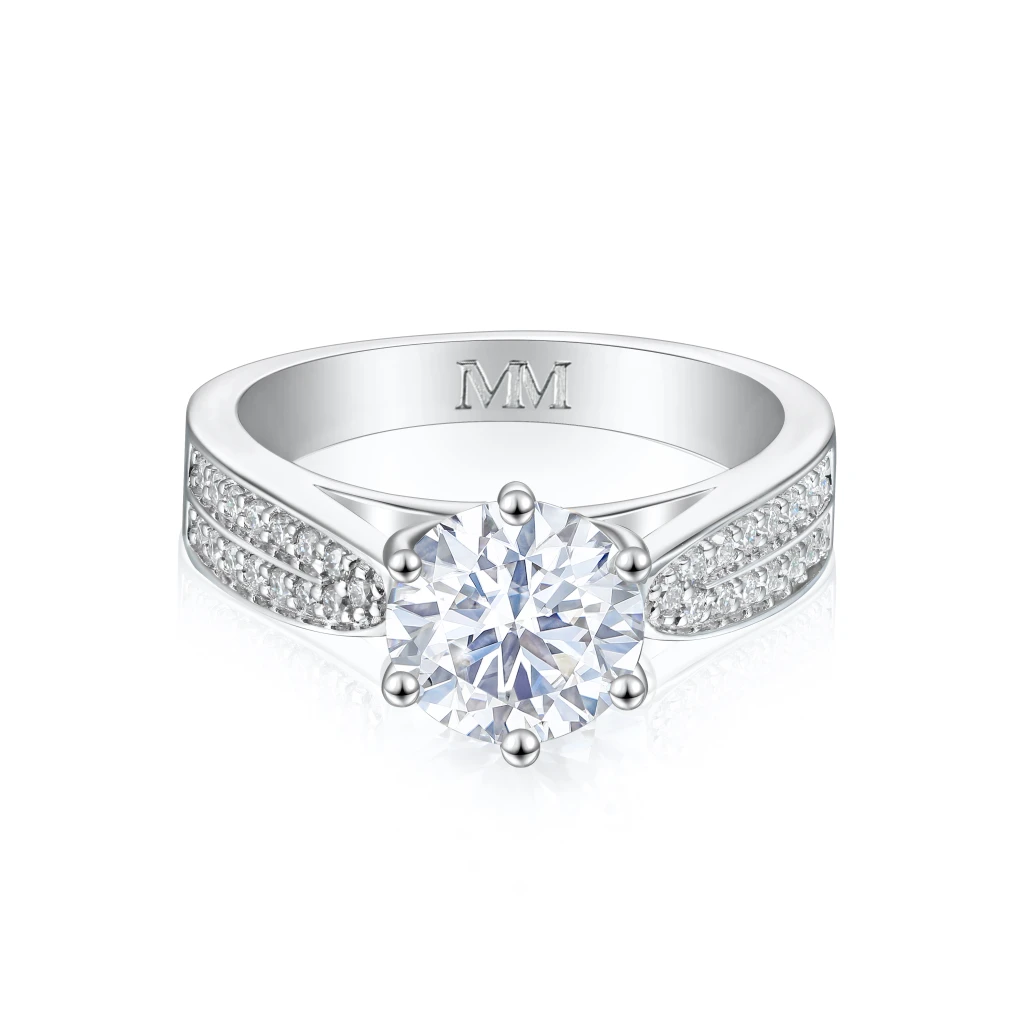 Sylphie – Pierścionek Zaręczynowy z Podwójnymi Kamieniami Bocznymi