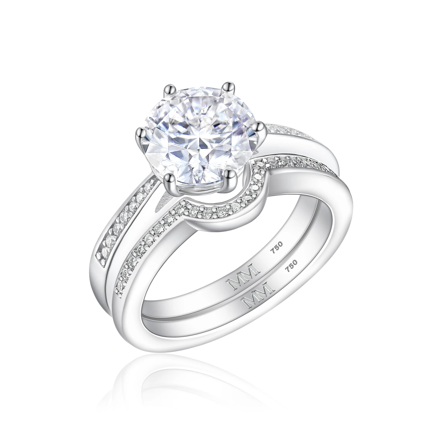 Vespera - Moissanitowy Zestaw Ślubny z Akcentami Pavé i Split-Shank