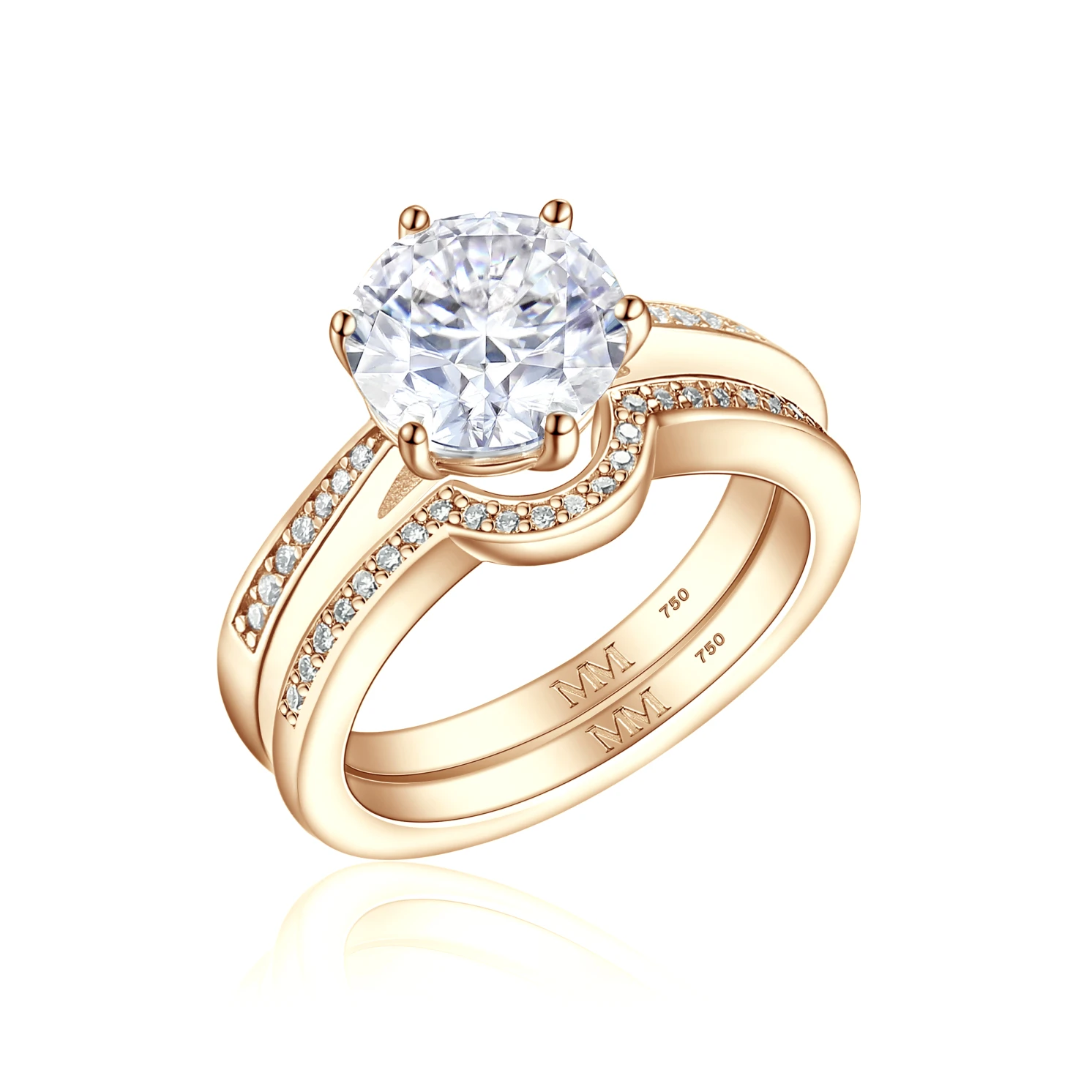 Vespera - Moissanitowy Zestaw Ślubny z Akcentami Pavé i Split-Shank