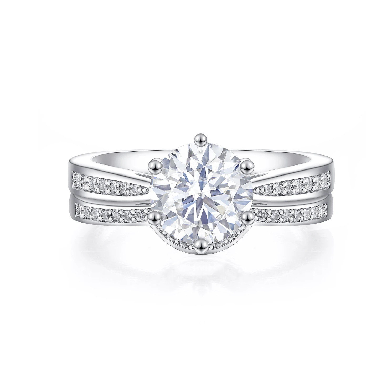 Vespera - Moissanitowy Zestaw Ślubny z Akcentami Pavé i Split-Shank