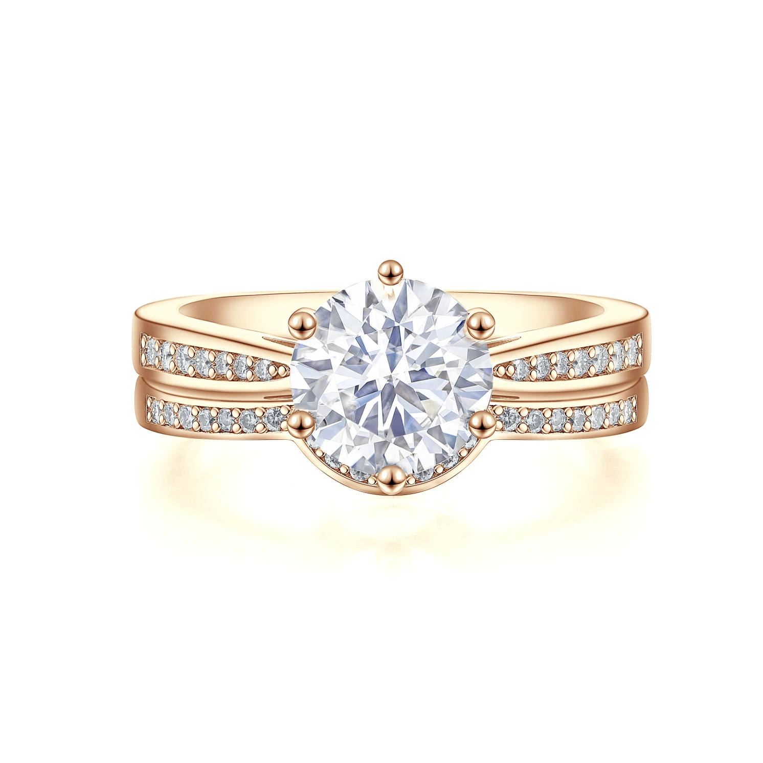 Vespera - Moissanitowy Zestaw Ślubny z Akcentami Pavé i Split-Shank