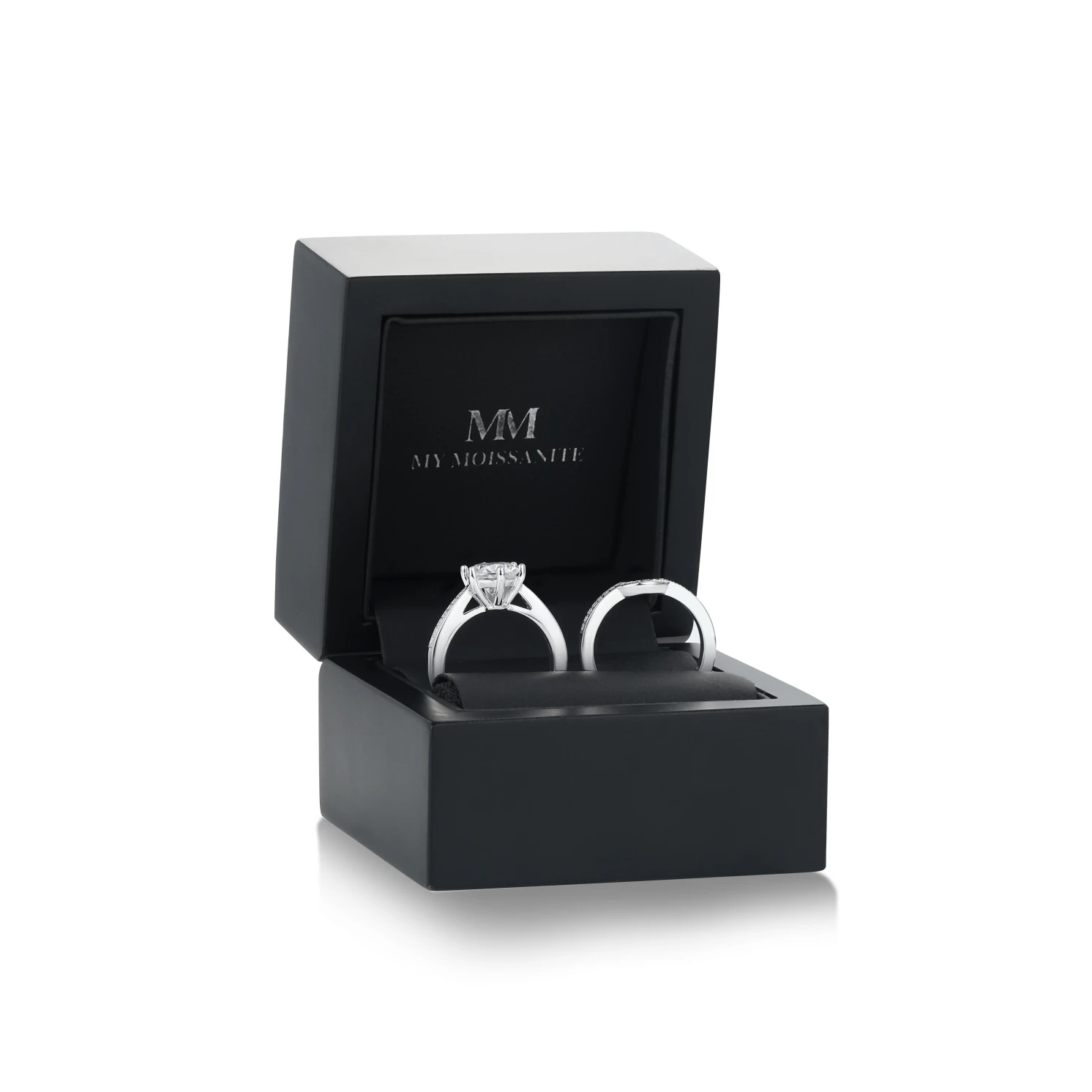 Vespera - Moissanitowy Zestaw Ślubny z Akcentami Pavé i Split-Shank