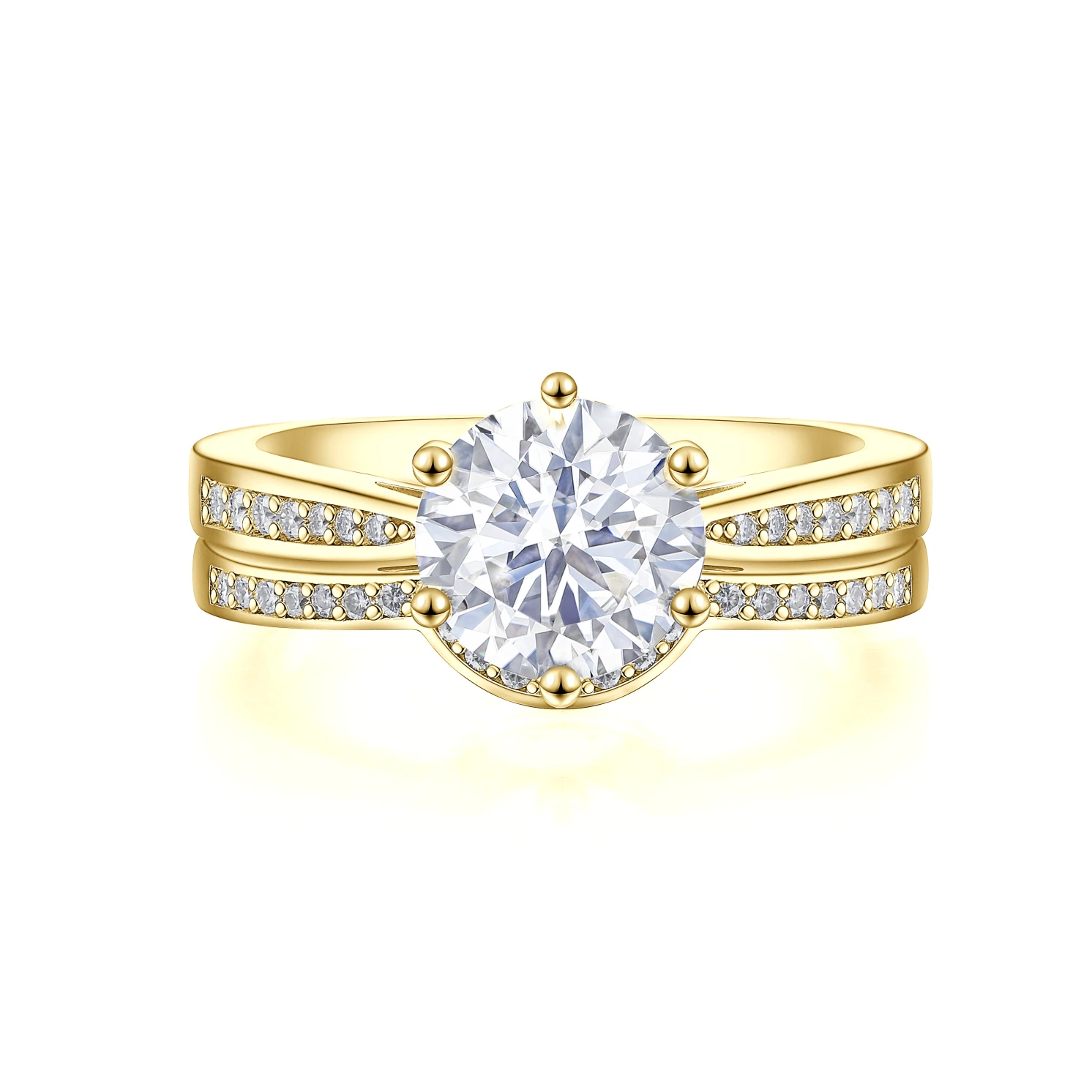 Vespera - Moissanitowy Zestaw Ślubny z Akcentami Pavé i Split-Shank