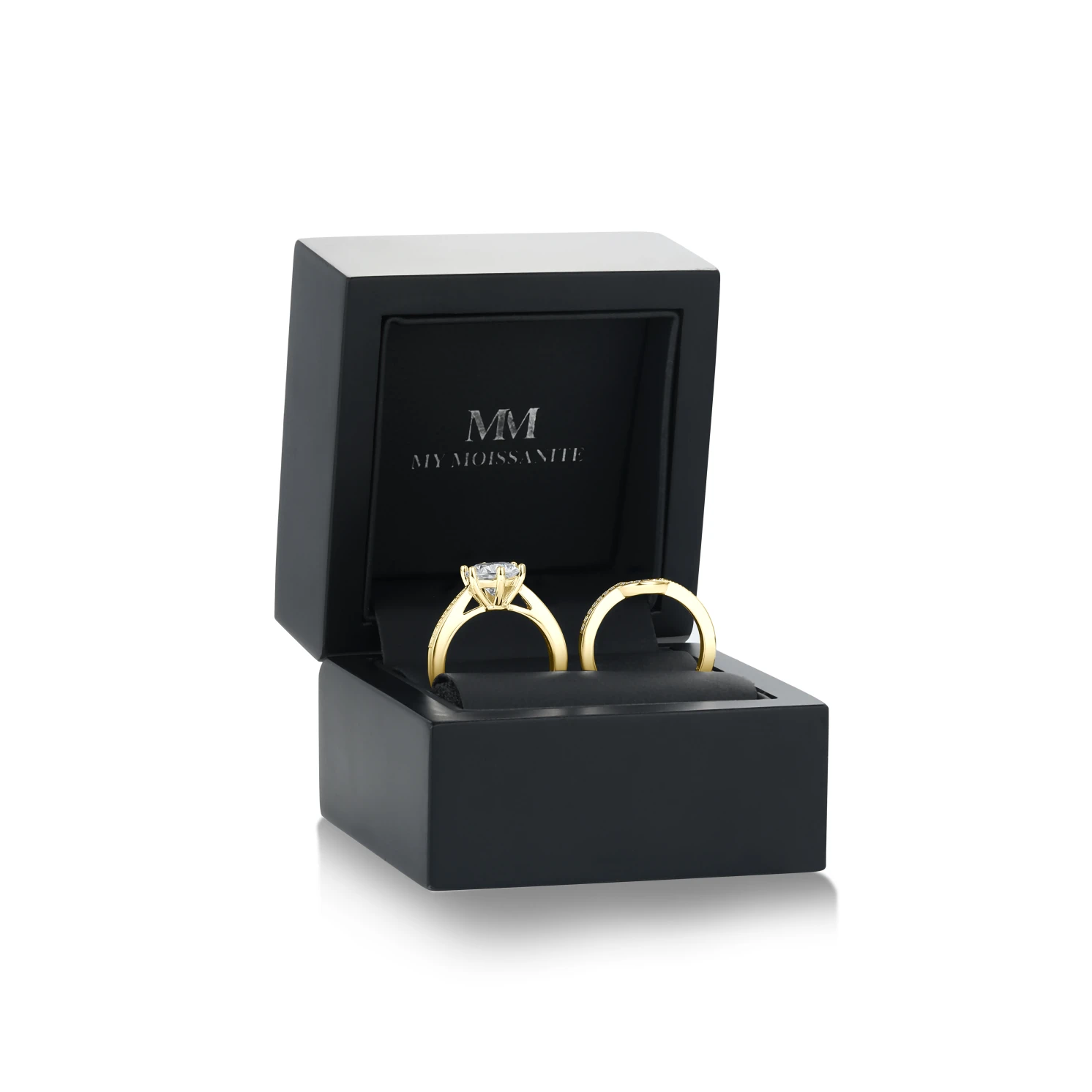 Vespera - Moissanitowy Zestaw Ślubny z Akcentami Pavé i Split-Shank