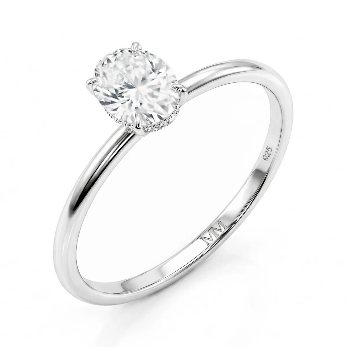 Mystique - Pierścionek Solitaire z Moissanite w Owalnym Szlifie z Hidden Halo | Wedfit