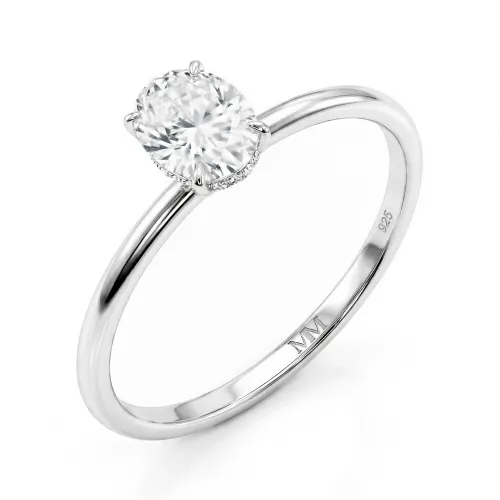 Mystique - Pierścionek Solitaire z Moissanite w Owalnym Szlifie z Hidden Halo | Wedfit