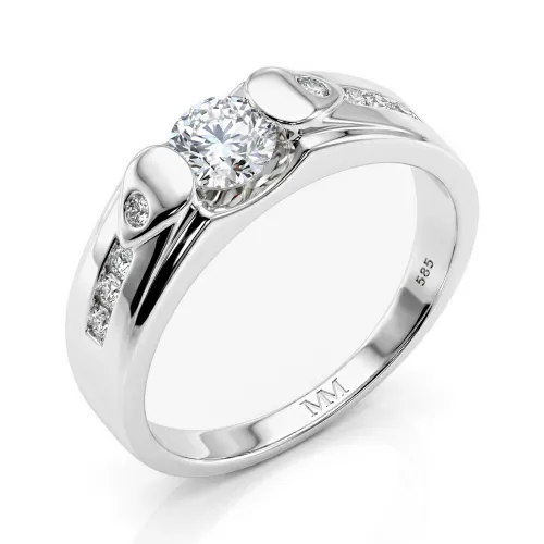 Onyx - Męski Pierścionek z Moissanitu z Kamieniami Bocznymi