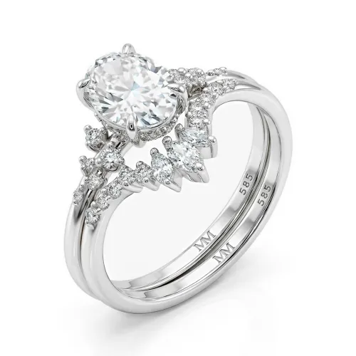 Ethereal Elegance Set - Ovaline & Serenella Moissanite Bridal Set With Marquise Accents